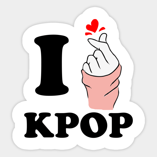 i love kpop finger heart black Sticker by Typography Dose